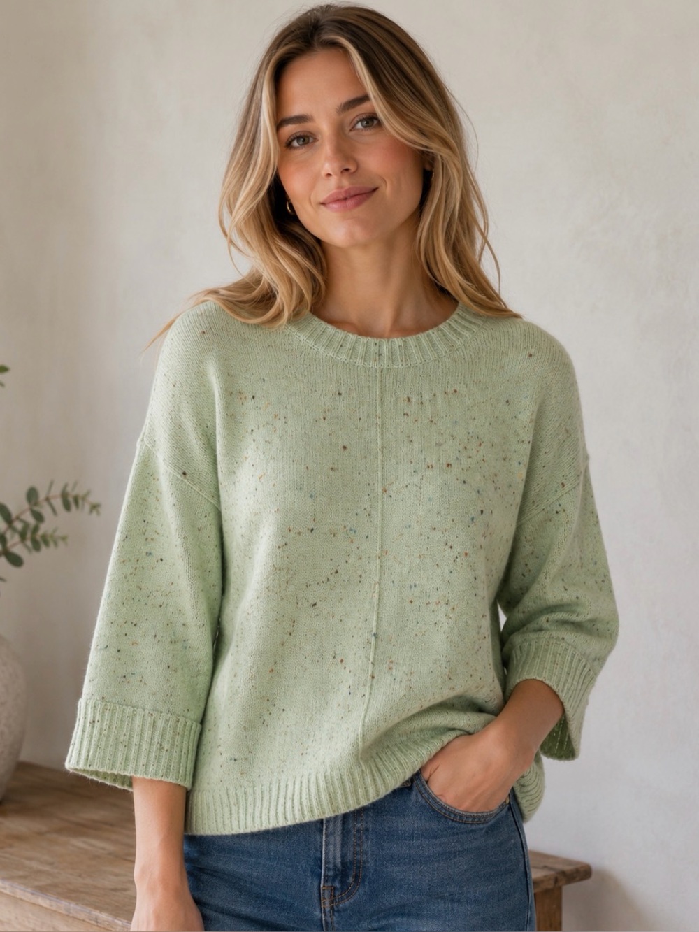 NWT Blu Pepper Mint Green Confetti Sweater Large